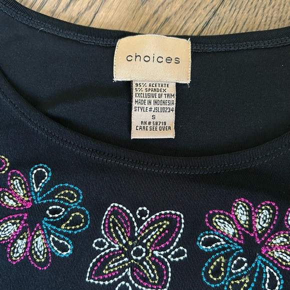 CHOICES 3 Piece Set- Black Floral Skirt with Sleeveless @ Long Sleeve Tops Sz S - Picture 13 of 13